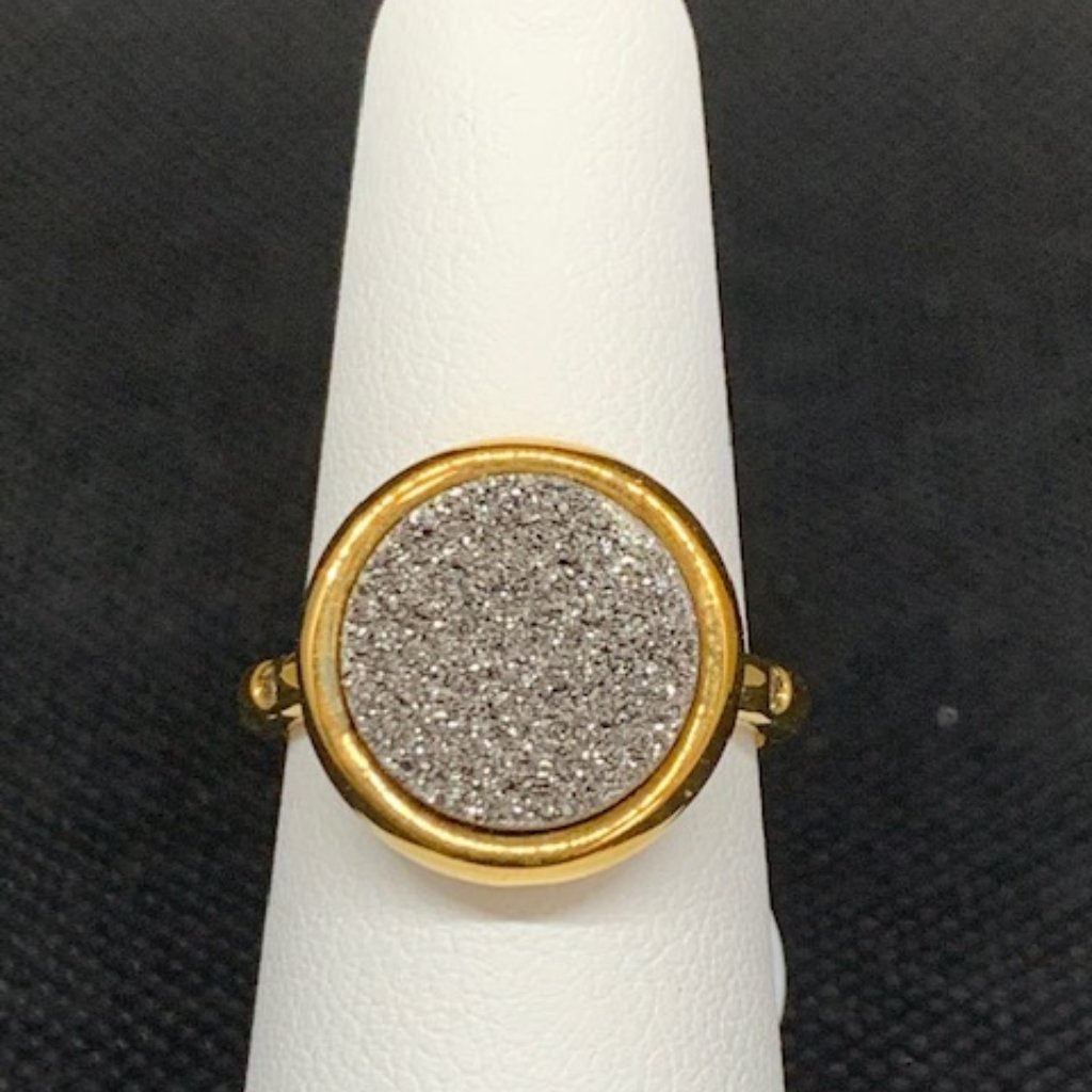 Rs Covenant #1925 Silver Druzy/Cubic Zirconia Gold Ring Size 7 W/Warranty